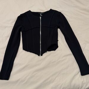 Forever 21 Black Long Sleeve Crop Top